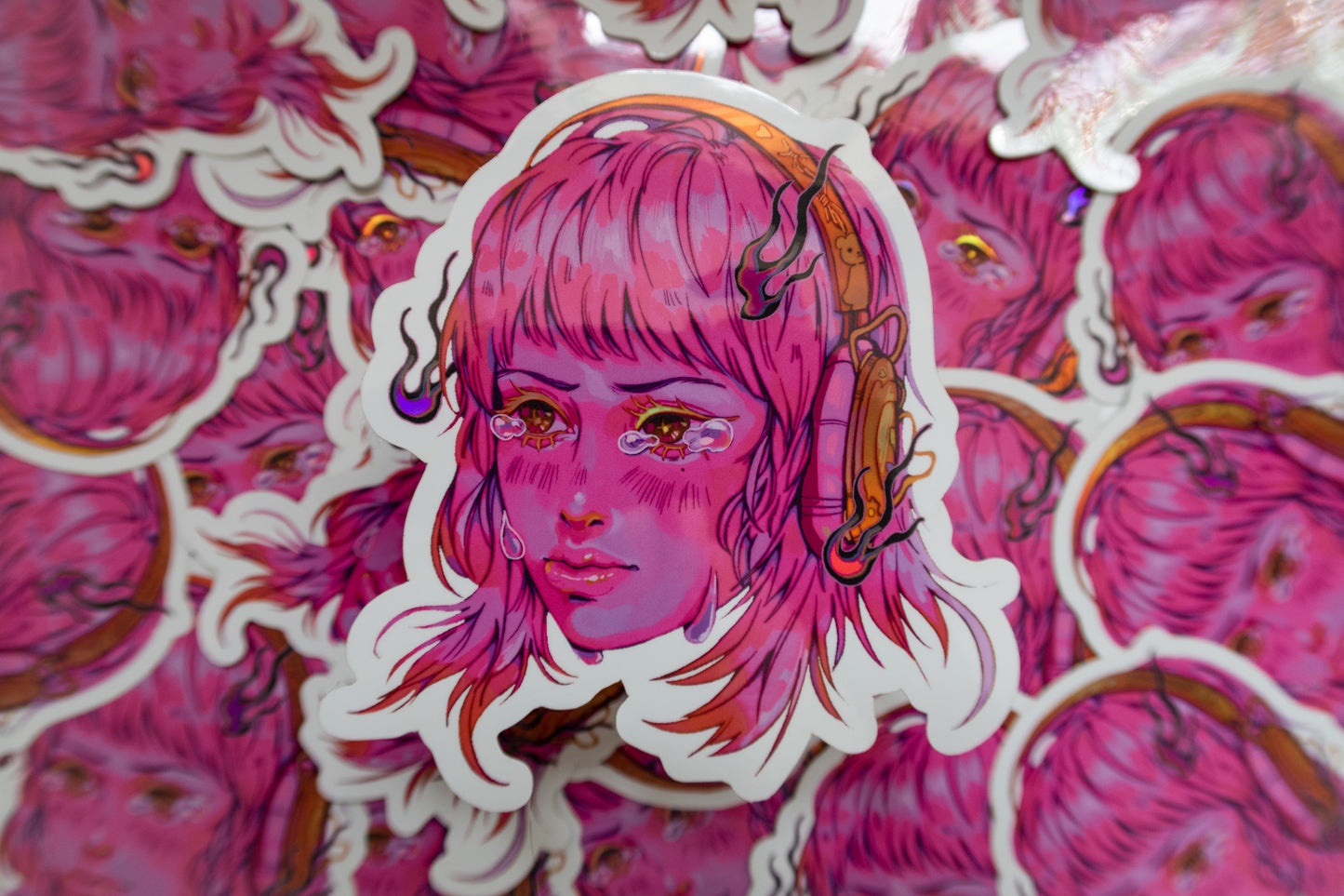 Holographic Pouty Girl Sticker